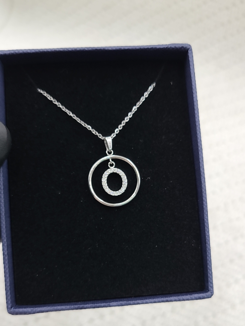 Silver Double Circle Pendant Necklace - Elegant Women's Jewelry